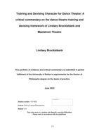 Training and Devising Character for Dance Theatre: A critical commentary on the dance theatre training and devising framework of Lindsey Brocklebank and Maelstrom Theatre