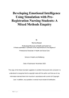 Developing emotional intelligence using simulation with pre-registration nursing students:  a mixed methods enquiry