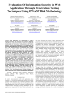 Evaluation Of Information Security in Web Application Through Penetration Testing Techniques Using OWASP Risk Methodology