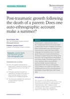 Post-traumatic growth following the death of a parent: Does one auto-ethnographic account make a summer?