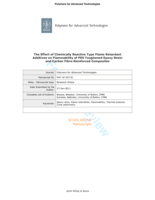 The effect of chemically reactive type flame retardant additives on flammability of PES toughened epoxy resin and carbon fiber-reinforced composites
