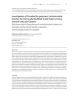 Investigation of Durable Bio-polymeric Antimicrobial Finishes to Chemically Modified Textile Fabrics Using Solvent Induction System