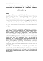 Teacher Educator, Go Measure Thyself: Self-Reflection and Judgement of the Teachers of Teachers