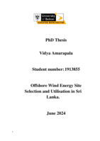 Offshore wind energy site  selection and utilisation in Sri  Lanka.