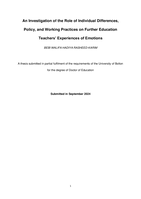 An Investigation of the Role of Individual Differences, Policy, and Working Practices on Further Education Teachers’ Experiences of Emotions