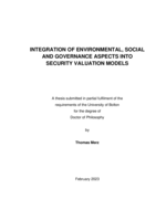 Integration of environmental, social and governance aspects into security valuation models