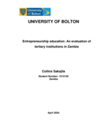 Entrepreneurship education: An evaluation of  tertiary institutions in Zambia