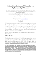 Ethical Implications of WannaCry: A Cybersecurity Dilemma