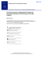 A Private Function: Independent Providers of Vocational Education and Training in Post-War England