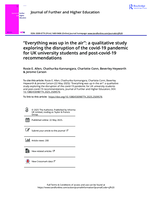 “Everything was up in the air”: a qualitative study exploring the disruption of the covid-19 pandemic for UK university students and post-covid-19 recommendations
