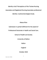 Identity crisis? Perceptions of the Trainee Nursing Associates and Registered Nursing Associates professional identity: A phenomenological study