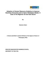 Adoption of Human Resource Analytics to Improve Business Outcomes and to Solve Workplace Needs: A Case of the Nigerian Oil and Gas Sector