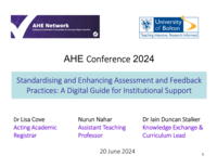 Standardising and enhancing assessment and feedback practices : A digital guide for institutional support
