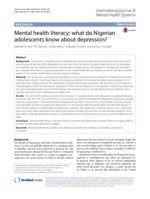 Mental health literacy: what do Nigerian adolescents know about depression?