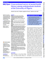 Cross-sectional survey of mental health literacy among undergraduate students of the University of Nigeria