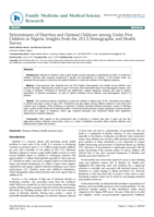 Determinants of Diarrhea and Optimal Childcare among Under-Five Children in Nigeria: Insights from the 2013 Demographic and Health Survey