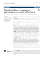 Mental health literacy on postpartum depression among university staff in Nigeria