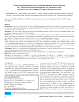 Healthcare professionals' perceived stigmatization about direct care of COVID-19 Patients: development and validation of the discrimination about COVID-19 (DisCOV-19) instrument