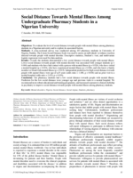 Social Distance Towards Mental Illness Among Undergraduate Pharmacy Students in a Nigerian University