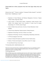 Mental health laws in Africa: perspectives from Cabo Verde, Egypt, Ghana, Kenya and Nigeria