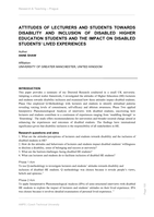 Attitudes of lecturers and students towards disability and inclusion of disabled higher education students and the impact on disabled students’ lived experiences