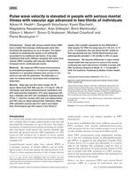 Pulse wave velocity is elevated in people with serious mental illness with vascular age advanced in two-thirds of individuals