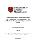 Examining the impact of high-performance work systems (HPWS) on employees’ job satisfaction in the private banking sector in Sri Lanka