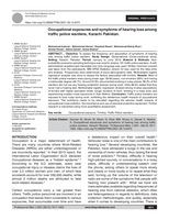 Occupational exposures and symptoms of hearing loss among traffic police wardens, Karachi Pakistan