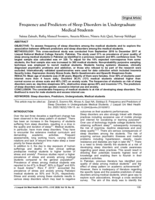 Frequency and Predictors of Sleep Disorders in Undergraduate Medical Students