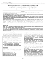Demographic and academic characteristics of medical students with sleep disorders-A cross sectional study from Karachi, Pakistan
