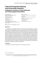 Fast Food Impulsive Buying and Personality Interface: A Mediation Analysis of Retail Attributes and Psychological Antecedents
