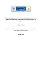 Examining the impact of home and host country institutional environments on HRM practices in developed and developing countries: the case of UK and Bangladesh