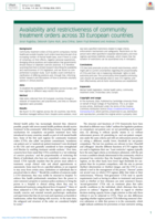 Availability and restrictiveness of community treatment orders across 33 European countries