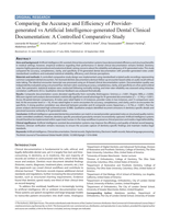 Comparing the Accuracy and Efficiency of Provider-generated vs Artificial Intelligence-generated Dental Clinical Documentation: A Controlled Comparative Study