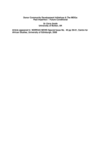 Donor community development initiatives & the MDGs : past imperfect-future conditional