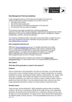 Data management planning guidelines