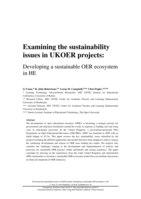 Examining the sustainability issues in UKOER projects: Developing a sustainable OER ecosystem in HE