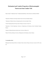 Mechanical and comfort properties of Hydroentangled nonwovens from comber noil