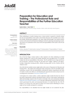Preparation for education and training – The professional role and responsibilities of the Further Education teacher