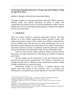 Envisioning sustainable governance through alternative models: finding the right fit for Africa