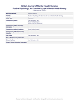 Positive psychology: an overview for use in mental health nursing