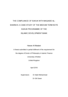 The compliance of Sukuk with Maqasid Al Sharia’a :A case study of the Medium Term Note Sukuk programme of the Islamic Development Bank