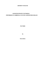 An investigation into the financial performance of commercial statutory corporations in Malawi
