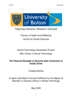 The flexural strength of zirconia after immersion in acidic drink.