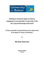 Building an emotional capital to enhance engagement in low paid jobs: A case study of the UK’s food and beverage retail sector