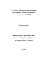 The impact of childminder pre-registration training on the preparation of prospective childminders for registration with OFSTED