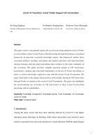 Covid-19 transition, could Twitter support UK Universities?