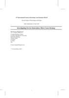 Investigating service innovation, micro cases strategy