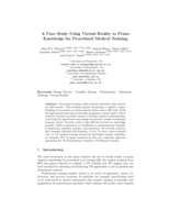 A case study using virtual reality to prime knowledge for procedural medical training
