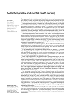 Autoethnography and mental health nursing